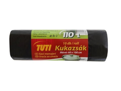 Szemeteszsák, 110 l, 10 db, 60x110 cm, 17 µ, TUTI, fekete